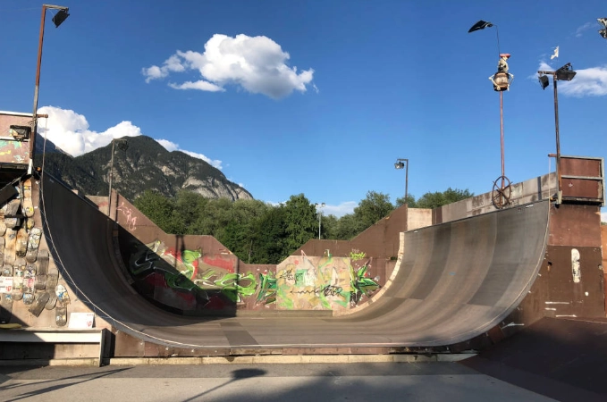 half pipe skateboard setup